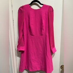 J. Crew 2 Hot Pink Dress with Accordion Long Sleeves
